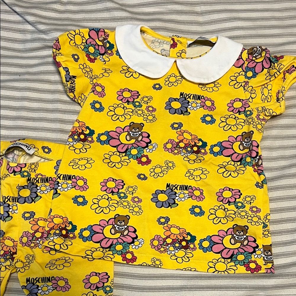 Easter Moschino Bright Yellow Floral Bear Two Piece